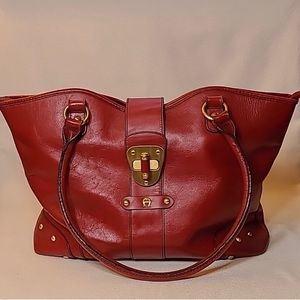 Etienne Aigner red leather briefcase style vintage bag